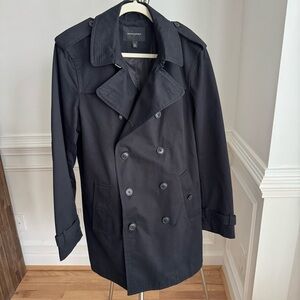 Banana Republic Men's Black Double-Breasted Trench Coat Medium